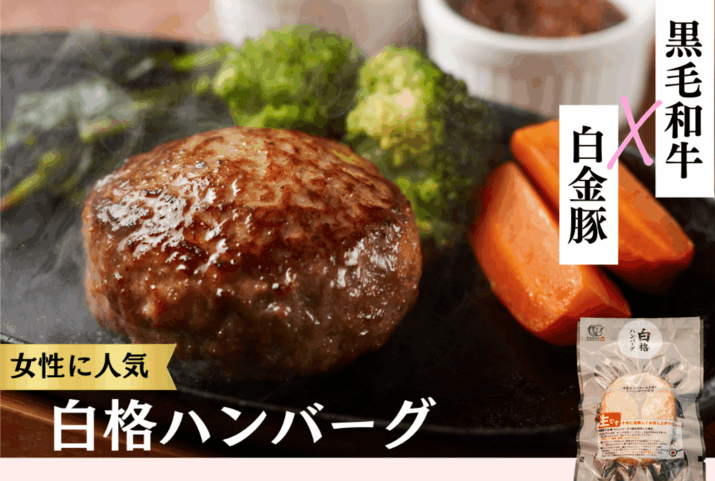 お取り寄せハンバーグ①：格之進 白格ハンバーグ（株式会社門崎）